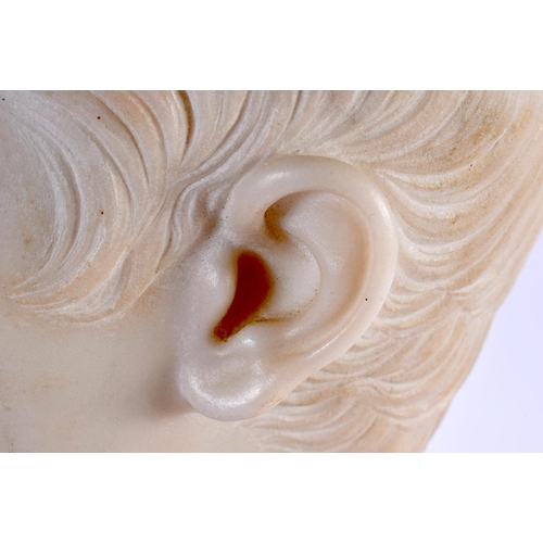 727 - A FINE 19TH CENTURY ITALIAN CARVED WHITE CARRERA MARBLE BUST OF YOUNG OCTAVIUS After the Antiquity, ... 