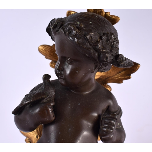 774 - A LARGE PAIR OF 19TH CENTURY FRENCH BRONZE CANDLEABRA formed as putti. 56 cm x 22 cm.