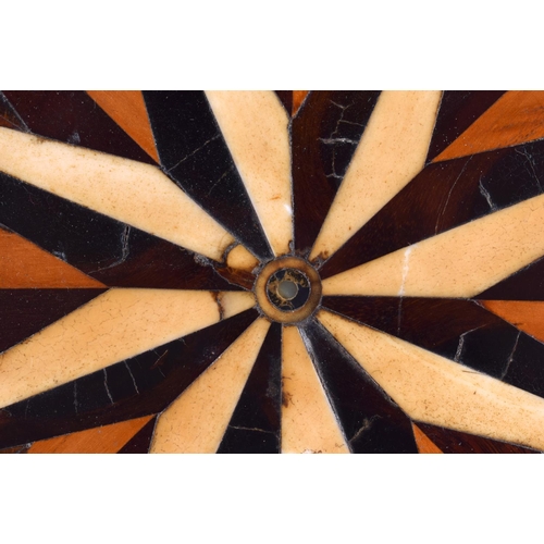 775 - AN ANTIQUE CARVED OAK SUNBURST COUNTRY HOUSE STAND. 27 cm diameter.