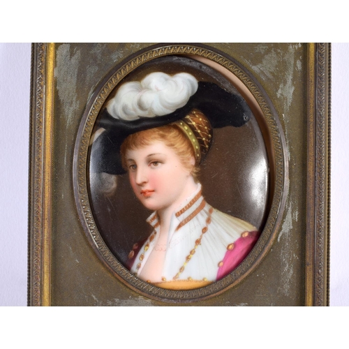 790 - A 19TH CENTURY EUROPEAN PAINTED PORCELAIN PLAQUE depicting a female. 15 cm x 10 cm.