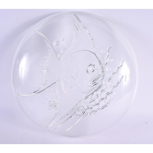 99 - A LARGE ART DECO ANGEL FISH GLASS BOWL. 32 cm diameter.