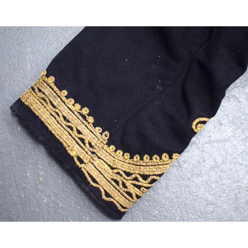 490 - TWO MIDDLE EASTERN OTTOMAN EMBROIDERED GOLD THREAD CLOAKS. Largest 115 cm x 78 cm. (2)