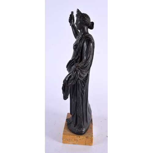 473 - A 19TH CENTURY ITALIAN GRAND TOUR BRONZE AND SIENNA MARBLE FIGURE. 26 cm x 9 cm.