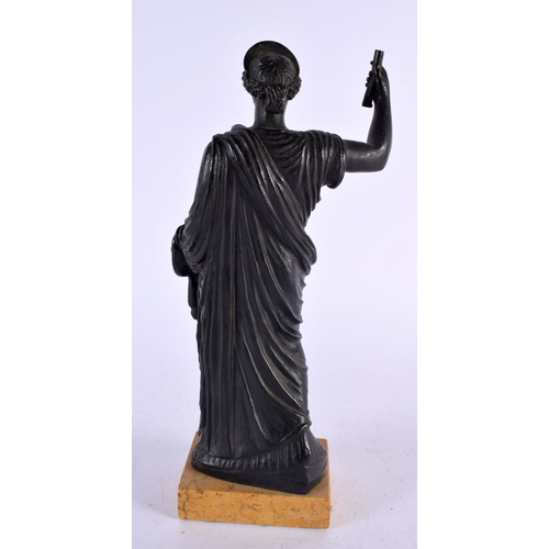 473 - A 19TH CENTURY ITALIAN GRAND TOUR BRONZE AND SIENNA MARBLE FIGURE. 26 cm x 9 cm.