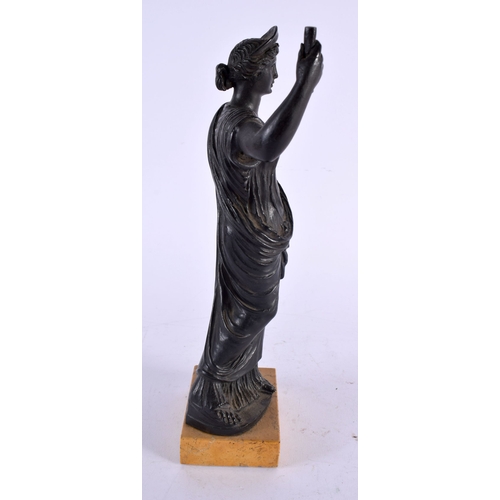 473 - A 19TH CENTURY ITALIAN GRAND TOUR BRONZE AND SIENNA MARBLE FIGURE. 26 cm x 9 cm.