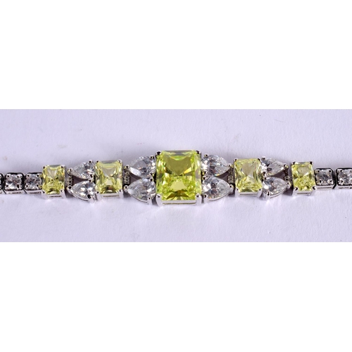 1054 - A SILVER CZ BRACELET. 24.2 grams. 19.5 cm long.