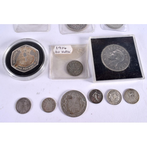 1060 - TWENTY ONE SILVER COINS. 212 grams. Largest 3.75 cm wide. (21)