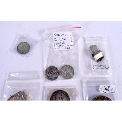 1060 - TWENTY ONE SILVER COINS. 212 grams. Largest 3.75 cm wide. (21)