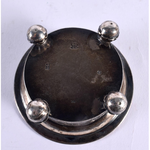 1083 - AN ANTIQUE RUSSIAN SILVER SALT. 83 grams. 8 cm wide.