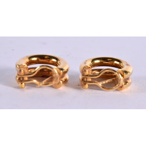 1107 - A PAIR OF 9CT GOLD EARRINGS. 5.4 grams. 2 cm x 0.75 cm.