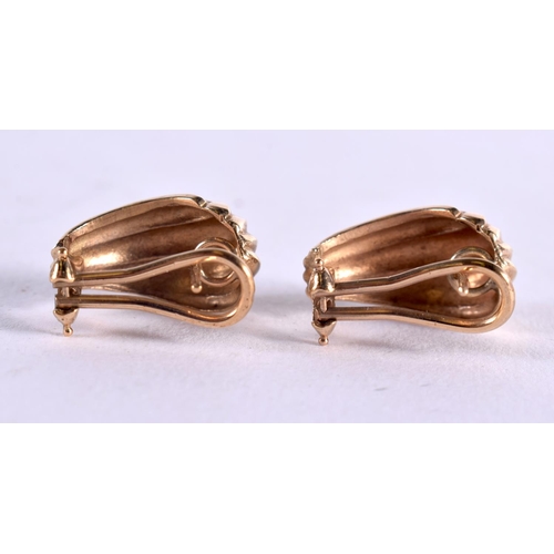 1113 - A PAIR OF 9CT GOLD EARRINGS. 5.9 grams. 2 cm x 1 cm.