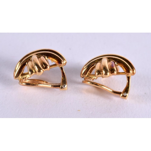 1116 - A PAIR OF 18CT GOLD TIFFANY & CO EARRINGS. 12.1 grams. 1.75 cm x 1.75 cm.