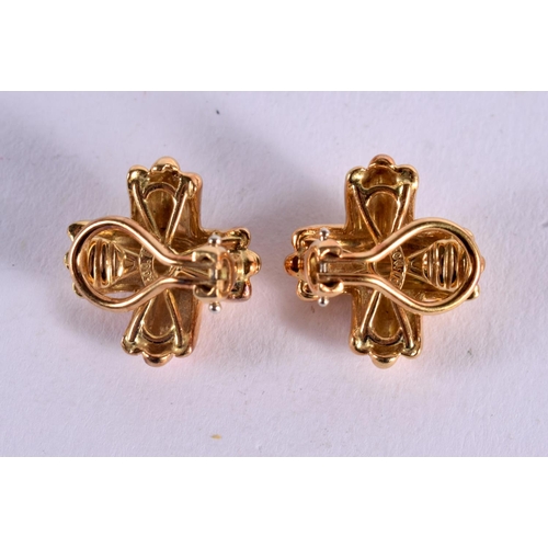 1116 - A PAIR OF 18CT GOLD TIFFANY & CO EARRINGS. 12.1 grams. 1.75 cm x 1.75 cm.