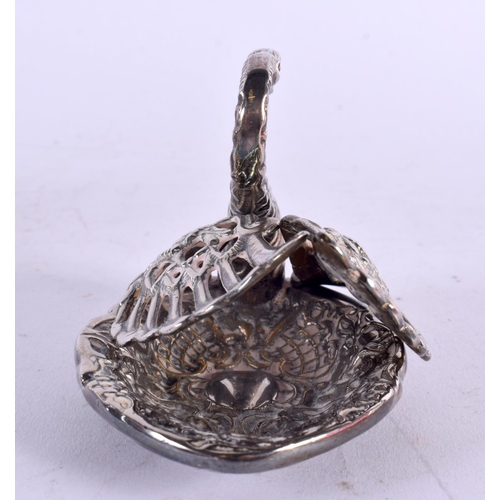 1117 - A NOVELTY SPUTNIK MINE FORM PRESERVE JAR OR CADDY together with a white metal swan. Largest 13 cm x ... 