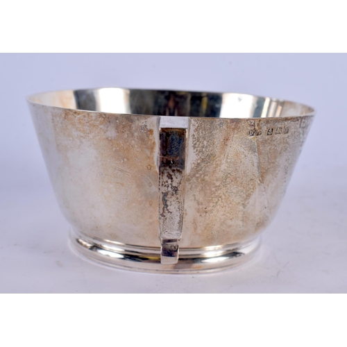 1125 - TWO ART DECO SILVER SUGAR BASINS. Birmingham 1917 & 1929. 317 grams. Largest 15 cm x 10.5 cm. (2)