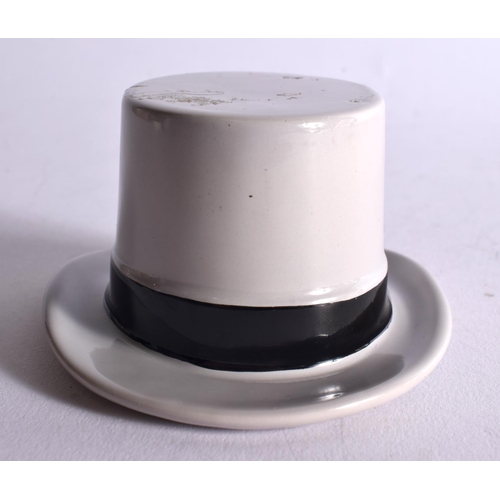 1141 - AN UNUSUAL MOSS BROS PORCELAIN ADVERTISING TOP HAT. 7 cm x 5 cm.