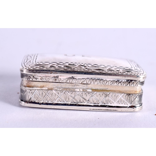 1157 - A CONTINENTAL SILVER BELL together with a silver snuff box. 34 grams. Largest 5 cm x 3 cm. (2)