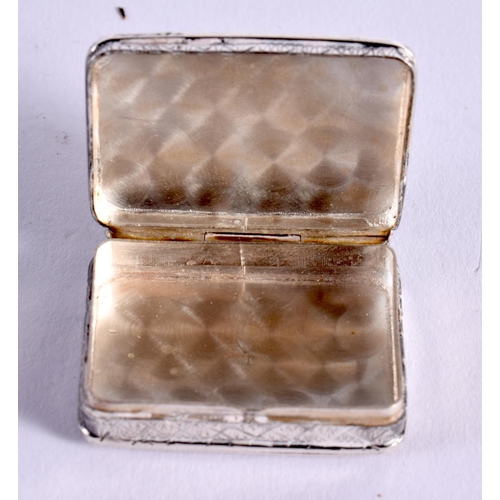 1157 - A CONTINENTAL SILVER BELL together with a silver snuff box. 34 grams. Largest 5 cm x 3 cm. (2)