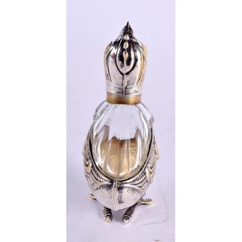 1168 - AN ANTIQUE CONTINENTAL WHITE METAL CHICK CONDIMENT. 51 grams. 8 cm x 4 cm.