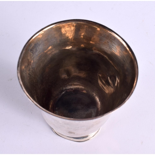 1207 - AN 18TH CENTURY CONTINENTAL SILVER BEAKER. 82 grams. 8.5 cm x 8 cm.