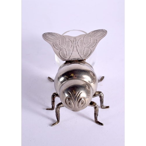 1210 - A VINTAGE SILVER PLATED BEE HONEY POT. 258 grams overall. 16 cm x 9 cm.