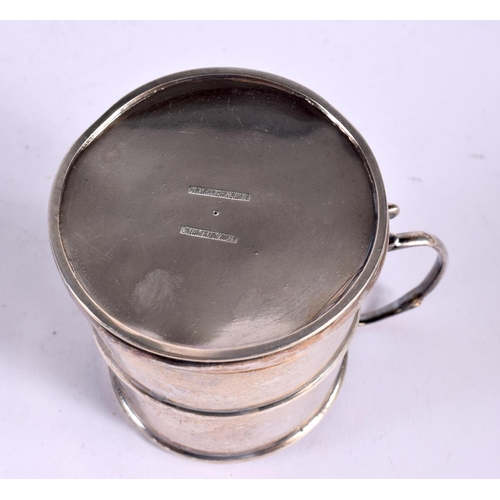 1225 - AN EARLY AMERICAN W ADAMS NEW YORK WHITE METAL MUG. 109 grams. 10 cm x 9 cm.