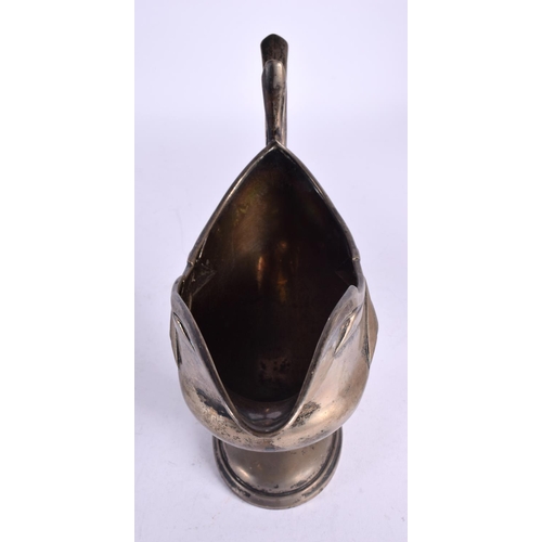 1243 - AN ART NOUVEAU CONTINENTAL SILVER SAUCE BOAT. 461 grams. 24.5 cm x 19 cm.