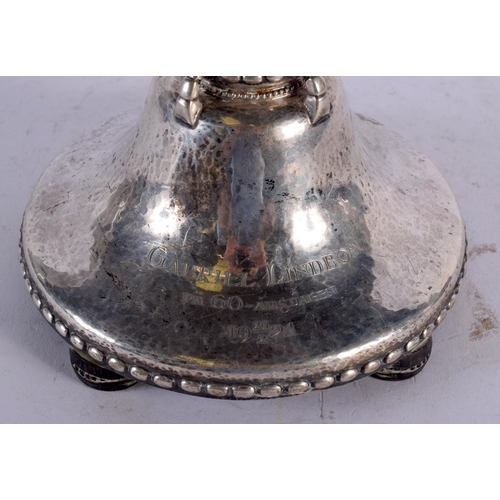 1247 - A LARGE SWEDISH ART DECO HAMMERED SILVER LAMP by C G Hallberg. 1972 grams overall. 55.5 cm x 16 cm.