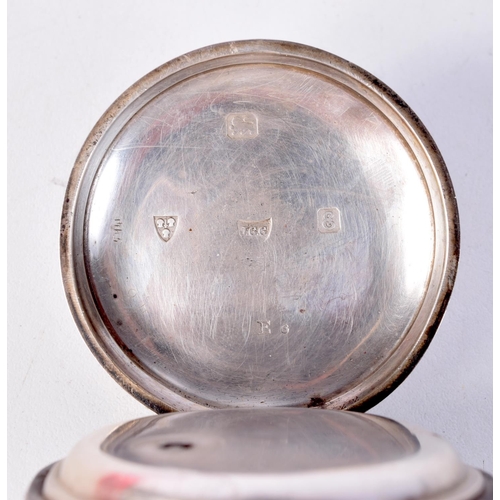 1260 - AN EDWARDIAN SILVER POCKET WATCH. Chester 1905. 5.5 cm wide.