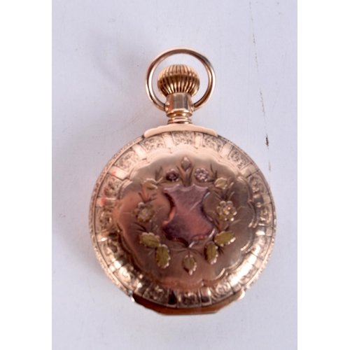 1271 - A 14CT GOLD FULL HUNTER POCKET WATCH. 141.4 grams overall. 5.5 cm wide.