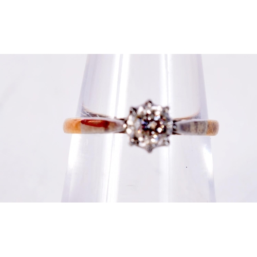 1272 - AN 18CT GOLD AND DIAMOND RING. 2.1 grams. L/M.