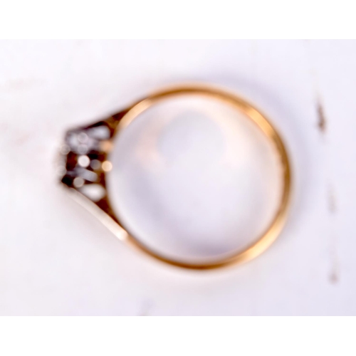 1272 - AN 18CT GOLD AND DIAMOND RING. 2.1 grams. L/M.