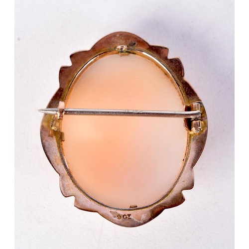 1280 - A 9CT GOLD CAMEO BROOCH. 6.9 grams. 3.5 cm x 3 cm.