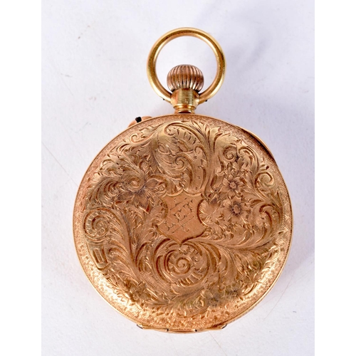 1294 - AN 18CT GOLD POCKET WATCH. 31.1 grams overall. 4 cm wide.