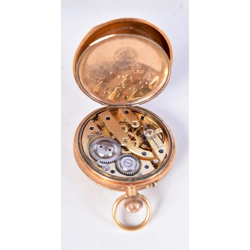 1294 - AN 18CT GOLD POCKET WATCH. 31.1 grams overall. 4 cm wide.