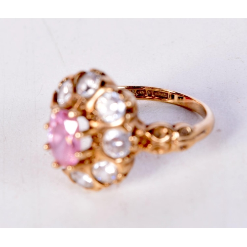 1295 - A 9CT GOLD GEM SET RING. 3.7 grams. L.