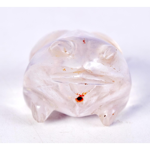 1314 - A MIDDLE EASTERN CARVED ROCK CRYSTAL TOGGLE. 4 cm x 5 cm.