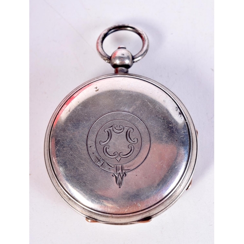 1327 - AN ANTIQUE SILVER POCKET WATCH. 173 grams. 5.75 cm diameter.