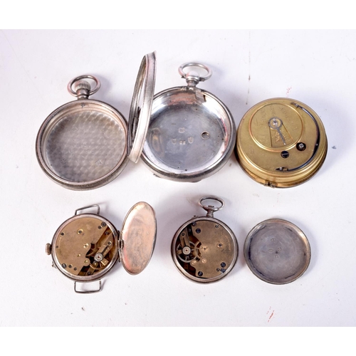 1346 - THREE SILVER POCKET WATCHES and a movement. London 1886 to Birmingham 1937. (4)