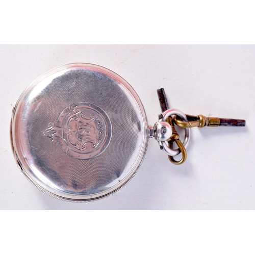 1347 - A VICTORIAN SILVER POCKET WATCH. Chester 1891. 126 grams. 5.25 cm diameter.