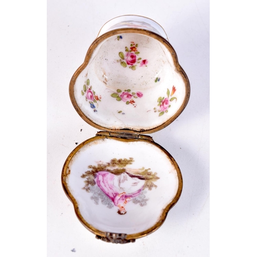 1353 - AN ANTIQUE GERMAN PORCELAIN BOX. 5.5 cm x 4.5 cm.