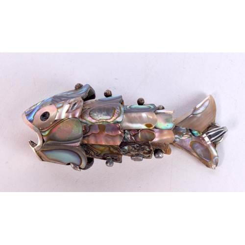 1356 - A CONTINENTAL ABELONE SHELL FISH BOTTLE OPENER. 22 grams. 8.25 cm x 2 cm.