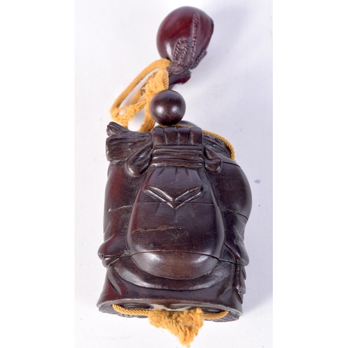 1380 - A JAPANESE HARDWOOD BUDDHA INRO. 8 cm x 6 cm.