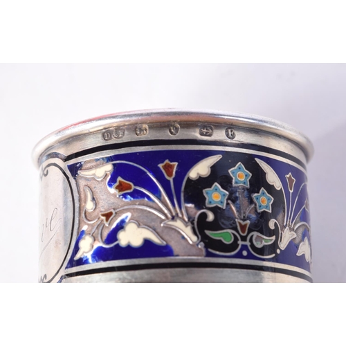 1395 - PAIR OF VICTORIAN SILVER AND ENAMEL NAPKIN RINGS. Hallmarked Birmingham 1890. 2.9cm x 4.8cm, total w... 