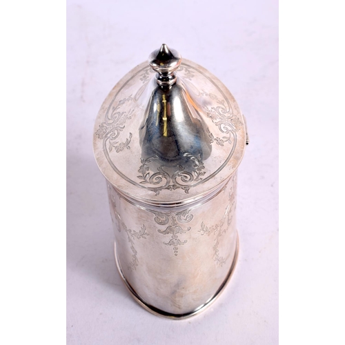 1587 - AN ANTIQUE SILVER TEA CADDY. 241 grams. 12.75 cm x 10.75 cm.