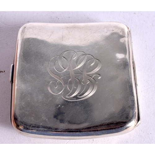 1619 - A SILVER REPOUSSE LION CIGARETTE CASE. 87 grams. 8.5 cm square.