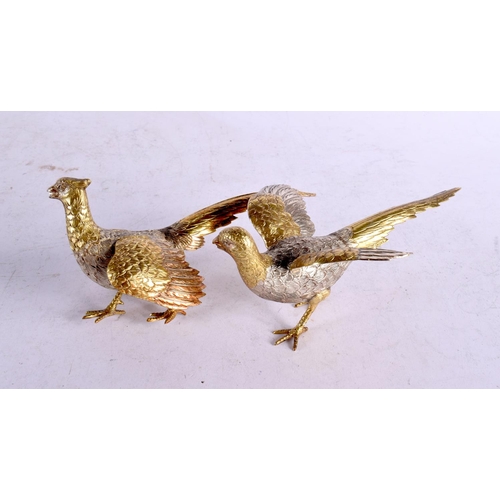 1650 - A PAIR OF ENGLISH SILVER GAME BIRDS. London 1972. 310 grams. 19 cm x 11.5 cm.