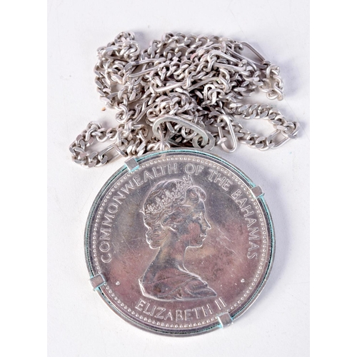 1669 - TWO SILVER COIN NECKLACES. 114.7 grams. Largest 82 cm long. (2)