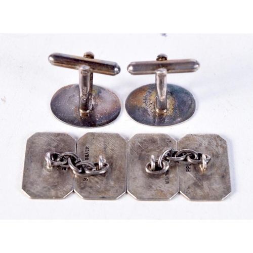 1694 - TWO PAIRS OF SILVER CUFFLINKS. 12.4 grams. (4)