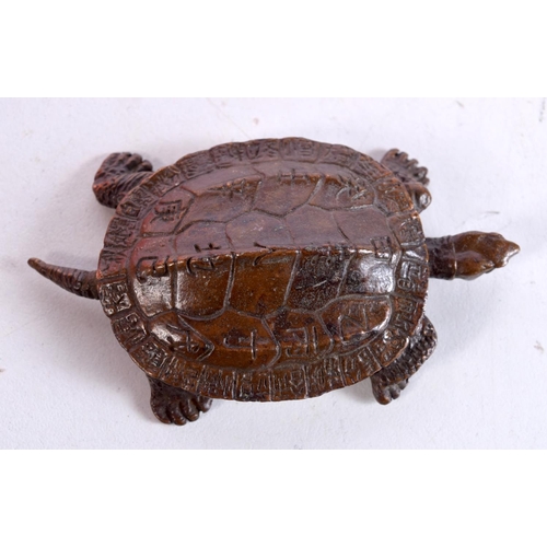 1703 - A JAPANESE BRONZE TORTOISE OKIMONO. 7.25 cm x 4 cm.